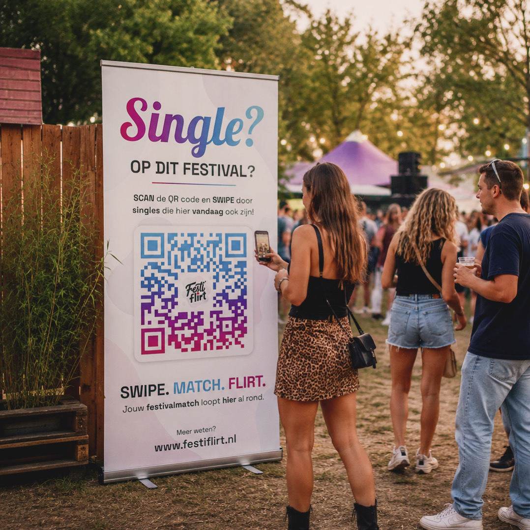 Onze QR-banner op het festivalterrein